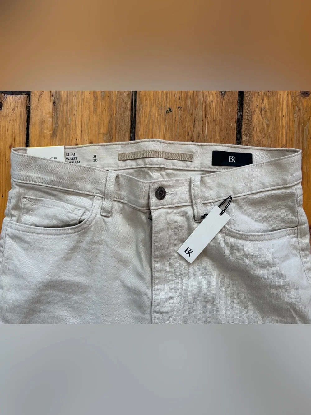 Banana Republic Beige Slim Fit Linen Pants